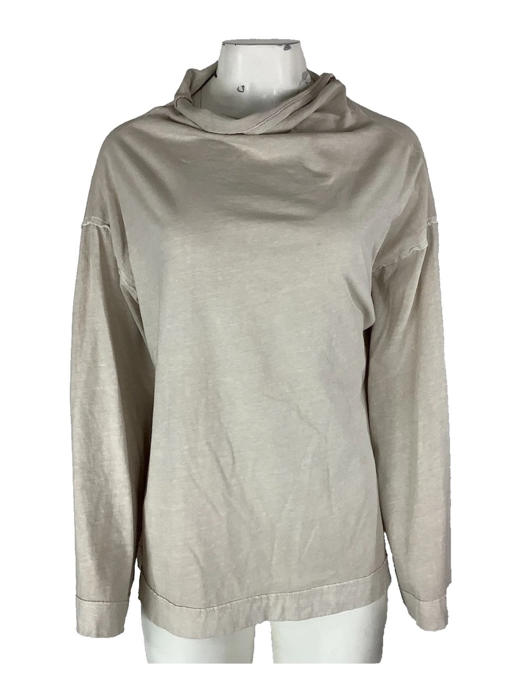 We The Free Sz M Oversized Flare Sleeve Funnel Neck Long Sleeve Tee Oatmeal